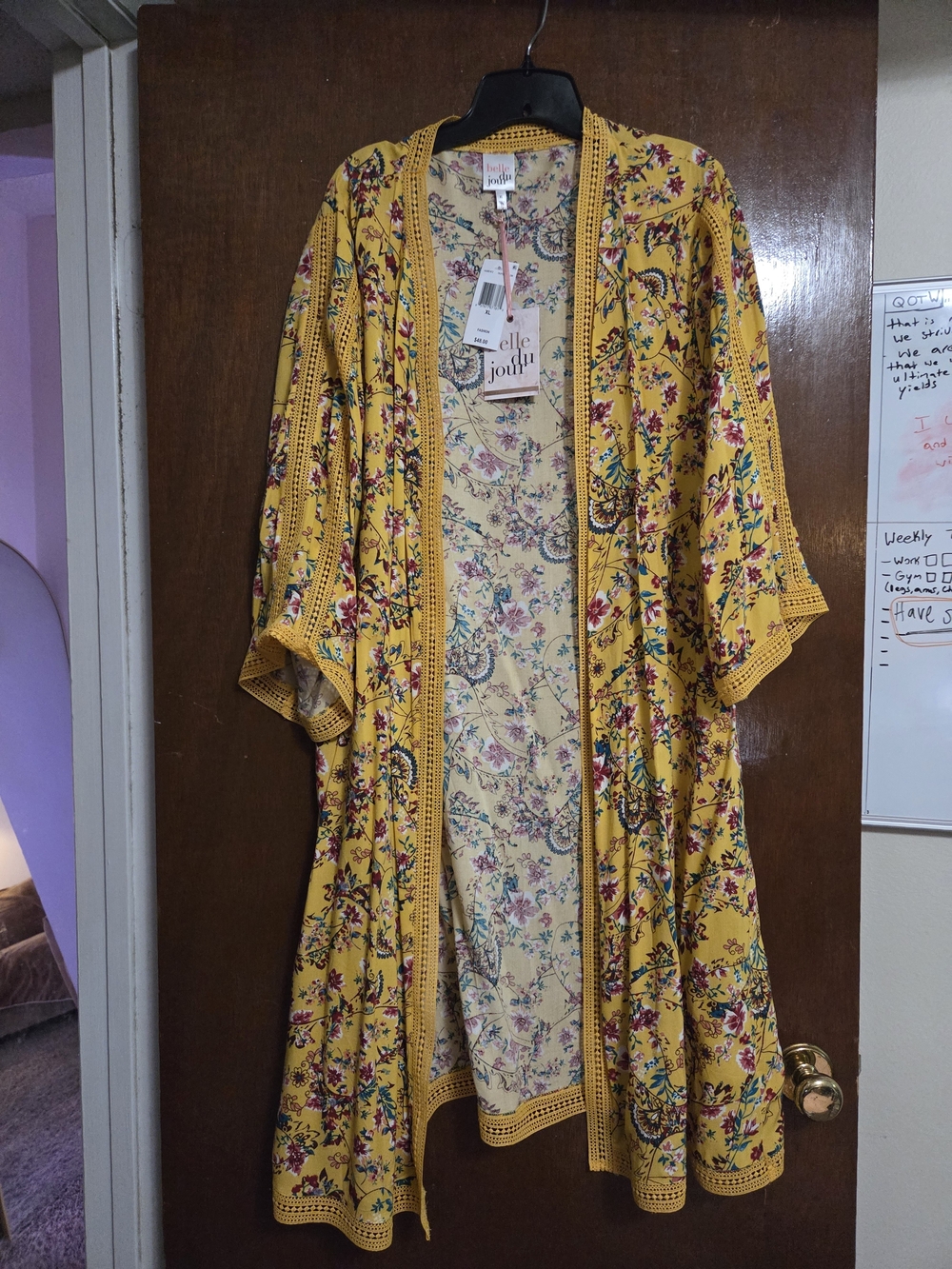 Belle Du Jour Yellow Floral Boho Kimono Jacket